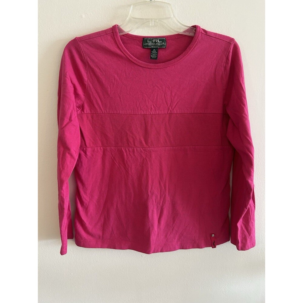 L-RL Ralph Lauren Lauren active shirt long sleeve Pink Size Petite Large